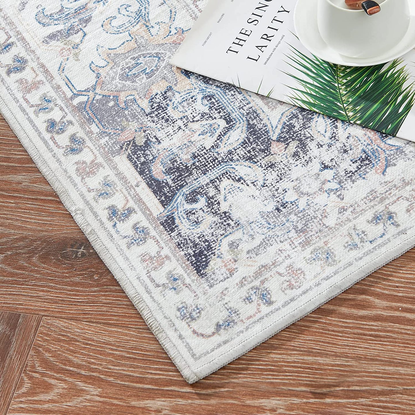 Jinchan Vintage Retro Persian Grey Flodable Area Rug