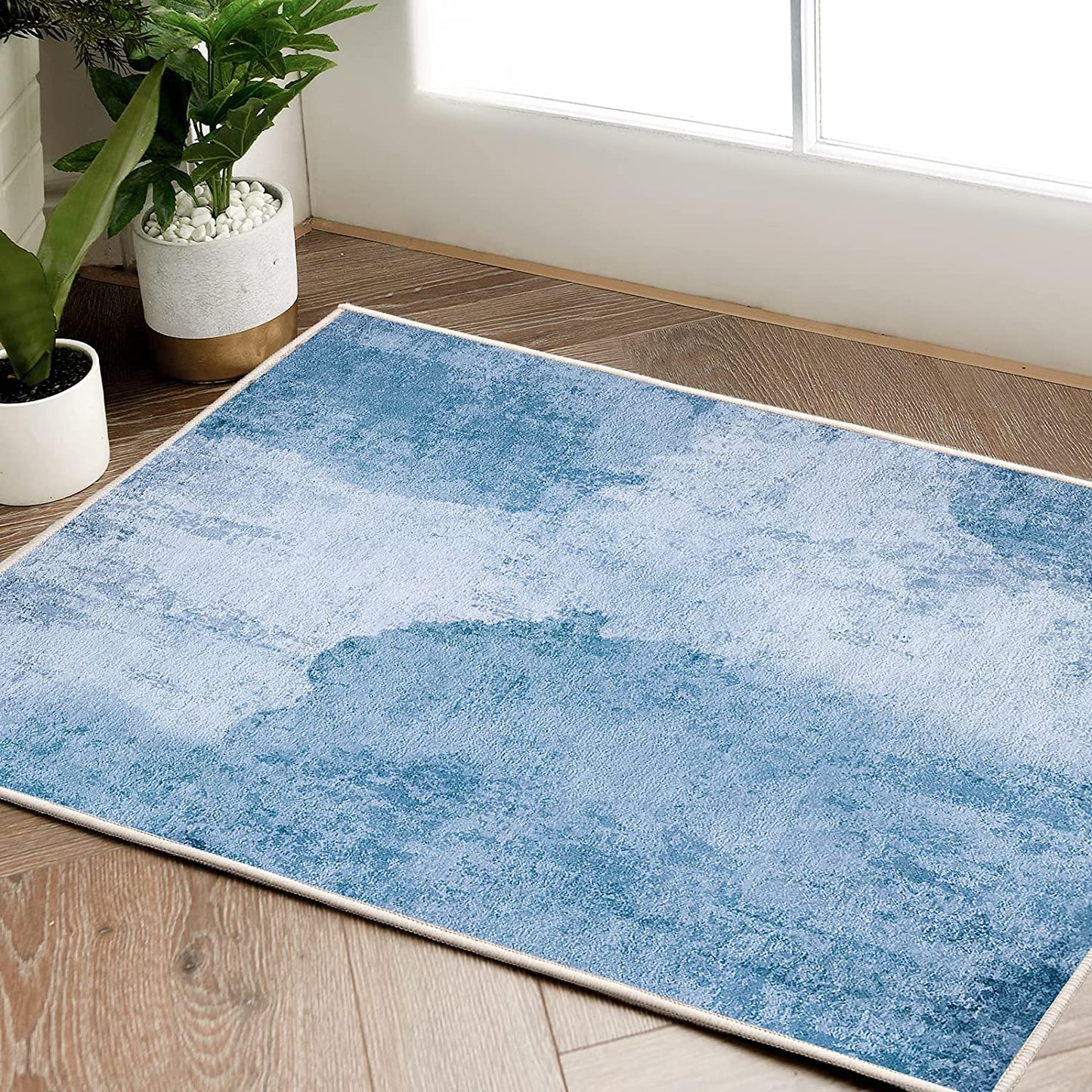 Contemporary Modern Abstract Blue Area Rug Contemporary Rugs JINCHAN Rugs