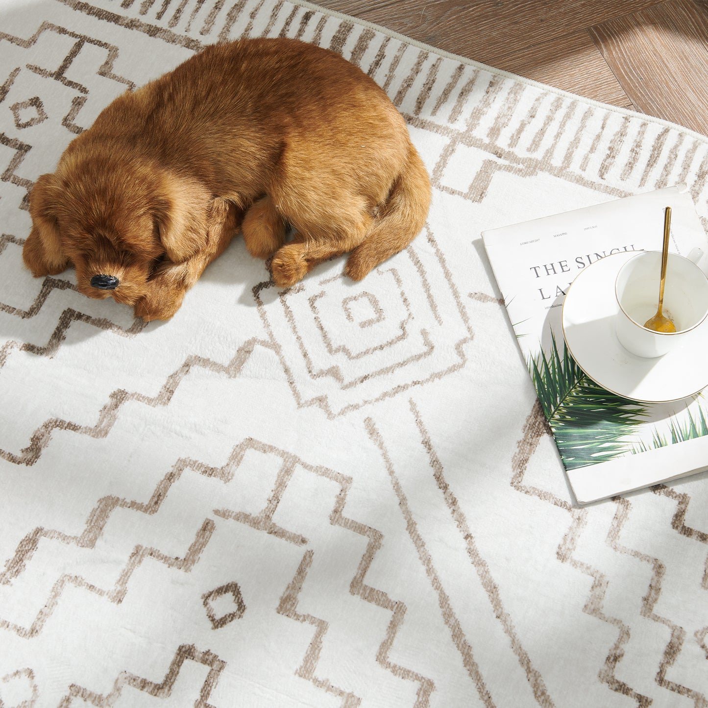 Jinchan Modern Geometric Print Foldable Area Rug