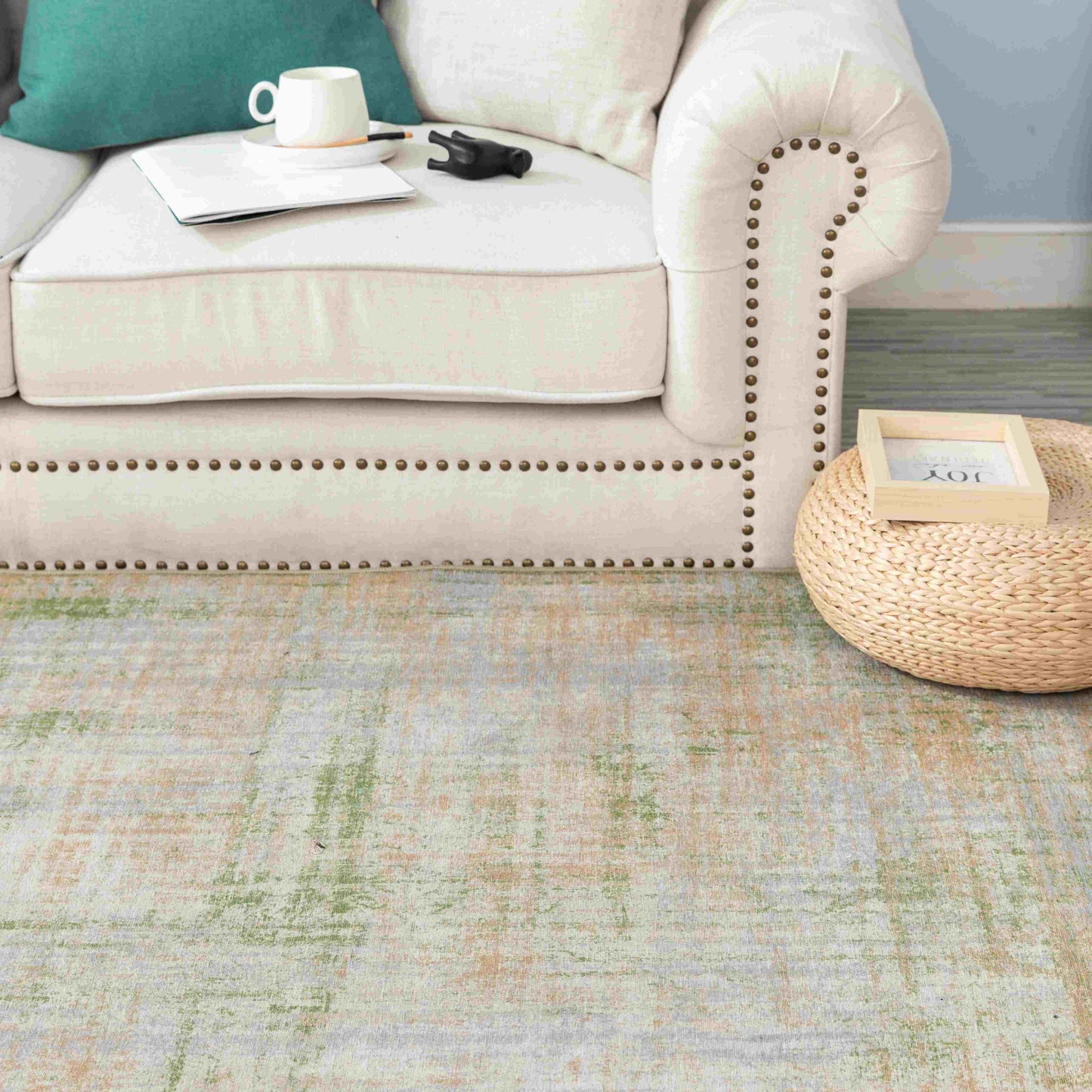 Jinchan Contemporary Modern Sage Green Foldable Area Rug