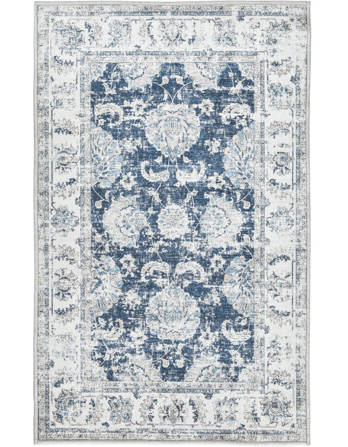 Topick Retro Vintage Persian Floral Foldable Dark Blue Area Rug