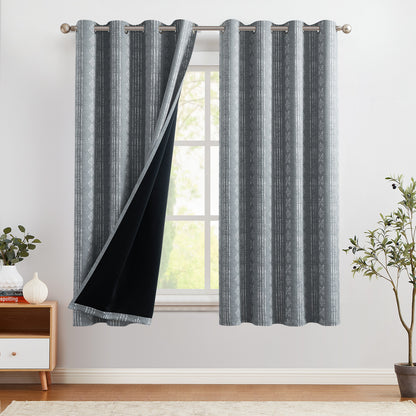 Curtainking Blackout Curtains for Livingroom Bedroom Farmhouse Boho Curtains Geometric Striped Grommet Room Darkening Thermal Insulated Window Drapes 2 Panels