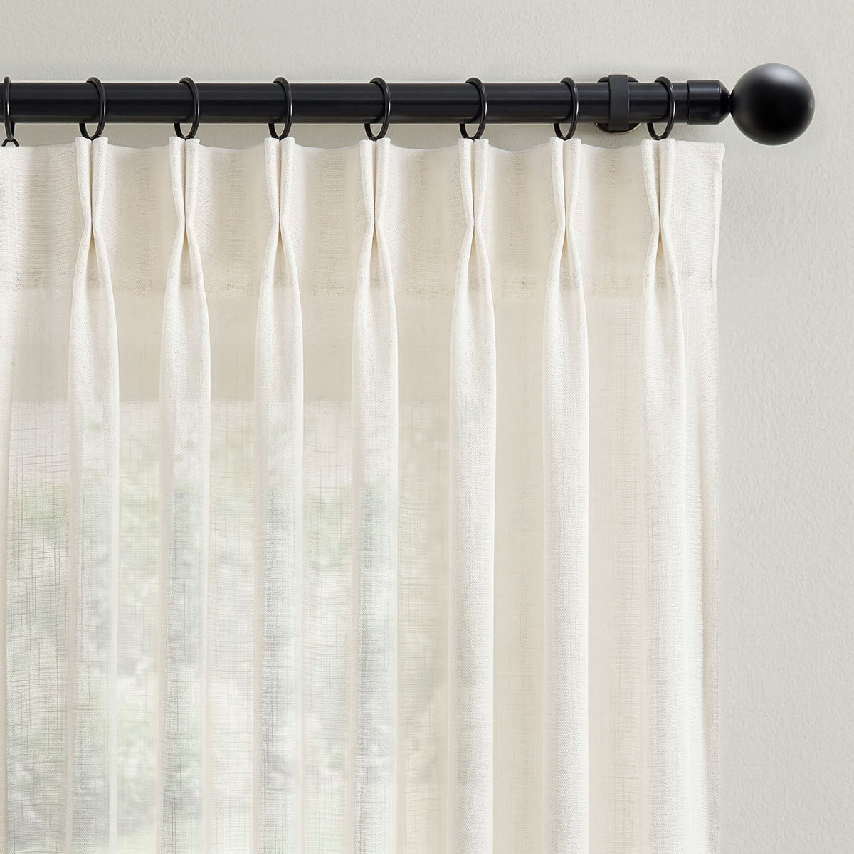 Linen Inside Pinch Pleat Linen Blend Curtains