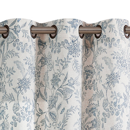 Curtainking Floral Curtains Linen Farmhouse Curtains for Living Room Country Curtains Grommet Top Semi Sheer Curtains Light Filtering 2 Panels