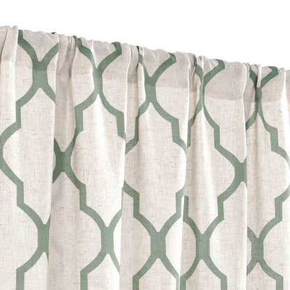 CURTAINKING Kitchen Valance Curtain Moroccan Tile Print Flax Linen Blend Small Window Curtains 16 inch 1 Panel Rod Pocket