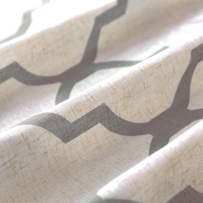 CURTAINKING Kitchen Valance Curtain Moroccan Tile Print Flax Linen Blend Small Window Curtains 16 inch 1 Panel Rod Pocket