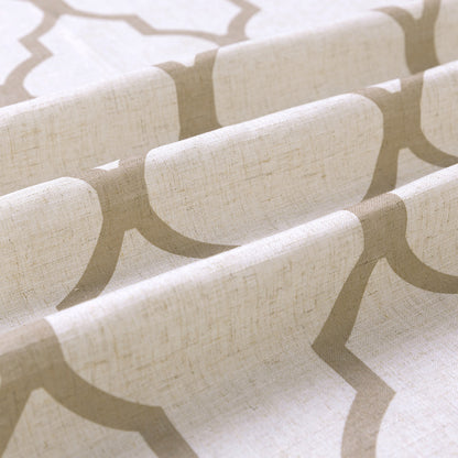 CURTAINKING Kitchen Valance Curtain Moroccan Tile Print Flax Linen Blend Small Window Curtains 16 inch 1 Panel Rod Pocket