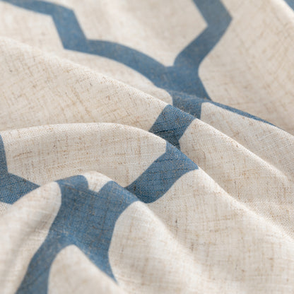 CURTAINKING Kitchen Valance Curtain Moroccan Tile Print Flax Linen Blend Small Window Curtains 16 inch 1 Panel Rod Pocket