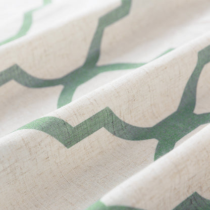 CURTAINKING Kitchen Valance Curtain Moroccan Tile Print Flax Linen Blend Small Window Curtains 16 inch 1 Panel Rod Pocket