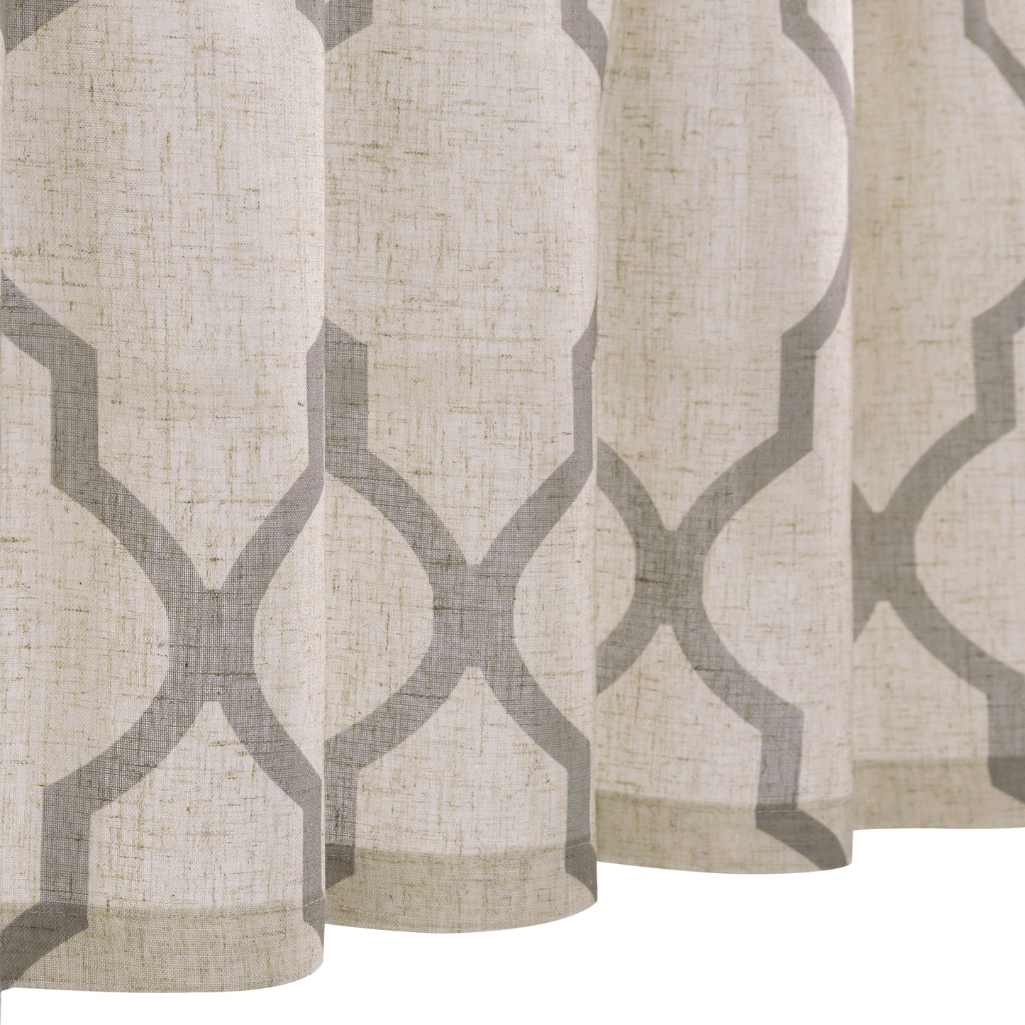 CURTAINKING Kitchen Valance Curtain Moroccan Tile Print Flax Linen Blend Small Window Curtains 16 inch 1 Panel Rod Pocket