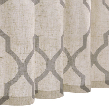 CURTAINKING Kitchen Valance Curtain Moroccan Tile Print Flax Linen Blend Small Window Curtains 16 inch 1 Panel Rod Pocket