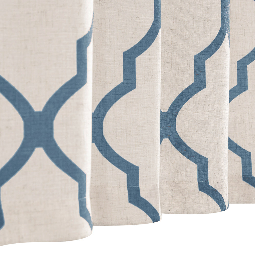 CURTAINKING Kitchen Valance Curtain Moroccan Tile Print Flax Linen Blend Small Window Curtains 16 inch 1 Panel Rod Pocket