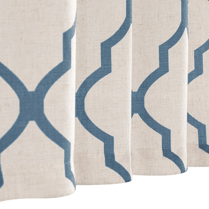 CURTAINKING Kitchen Valance Curtain Moroccan Tile Print Flax Linen Blend Small Window Curtains 16 inch 1 Panel Rod Pocket