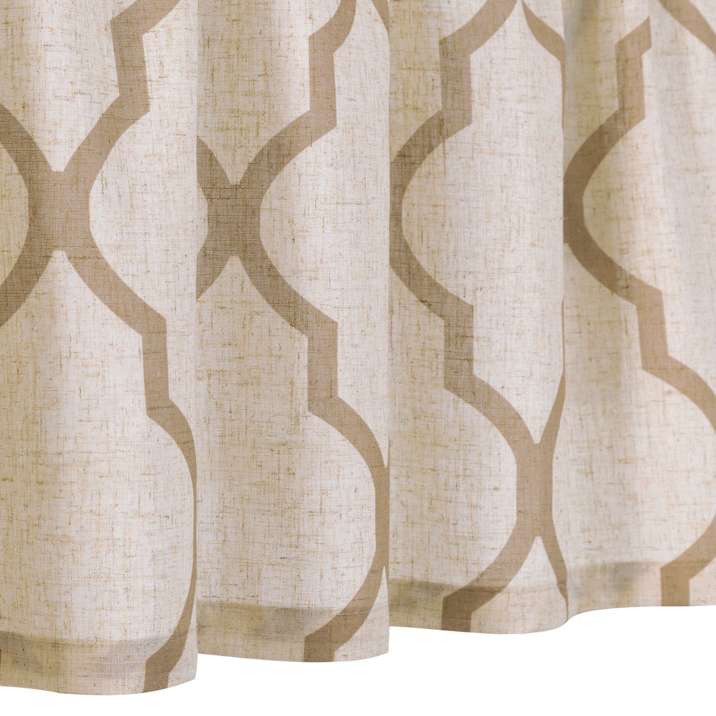 CURTAINKING Kitchen Valance Curtain Moroccan Tile Print Flax Linen Blend Small Window Curtains 16 inch 1 Panel Rod Pocket