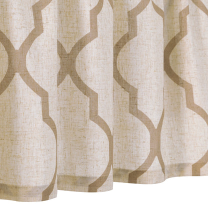 CURTAINKING Kitchen Valance Curtain Moroccan Tile Print Flax Linen Blend Small Window Curtains 16 inch 1 Panel Rod Pocket