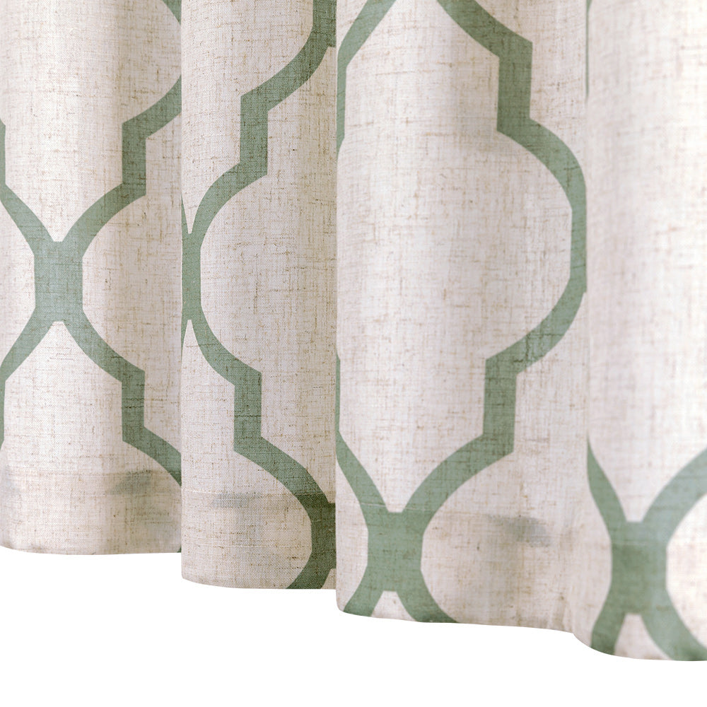 CURTAINKING Kitchen Valance Curtain Moroccan Tile Print Flax Linen Blend Small Window Curtains 16 inch 1 Panel Rod Pocket