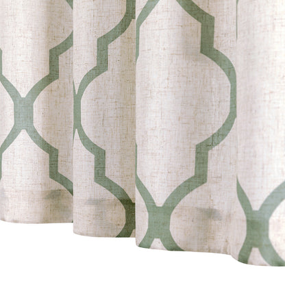 CURTAINKING Kitchen Valance Curtain Moroccan Tile Print Flax Linen Blend Small Window Curtains 16 inch 1 Panel Rod Pocket