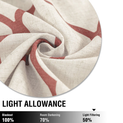 CURTAINKING Kitchen Valance Curtain Moroccan Tile Print Flax Linen Blend Small Window Curtains 16 inch 1 Panel Rod Pocket