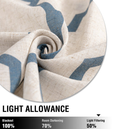 CURTAINKING Kitchen Valance Curtain Moroccan Tile Print Flax Linen Blend Small Window Curtains 16 inch 1 Panel Rod Pocket