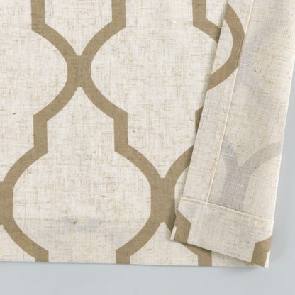 CURTAINKING Kitchen Valance Curtain Moroccan Tile Print Flax Linen Blend Small Window Curtains 16 inch 1 Panel Rod Pocket