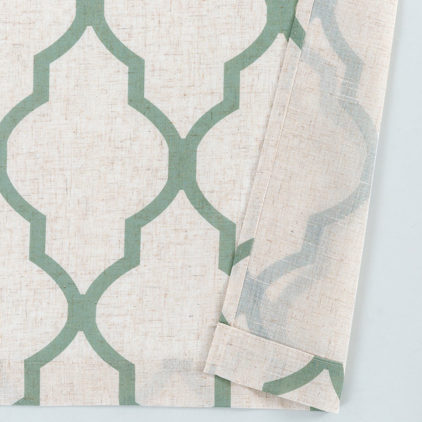 CURTAINKING Kitchen Valance Curtain Moroccan Tile Print Flax Linen Blend Small Window Curtains 16 inch 1 Panel Rod Pocket