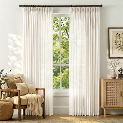 Linen Inside Pinch Pleat Linen Blend Curtains