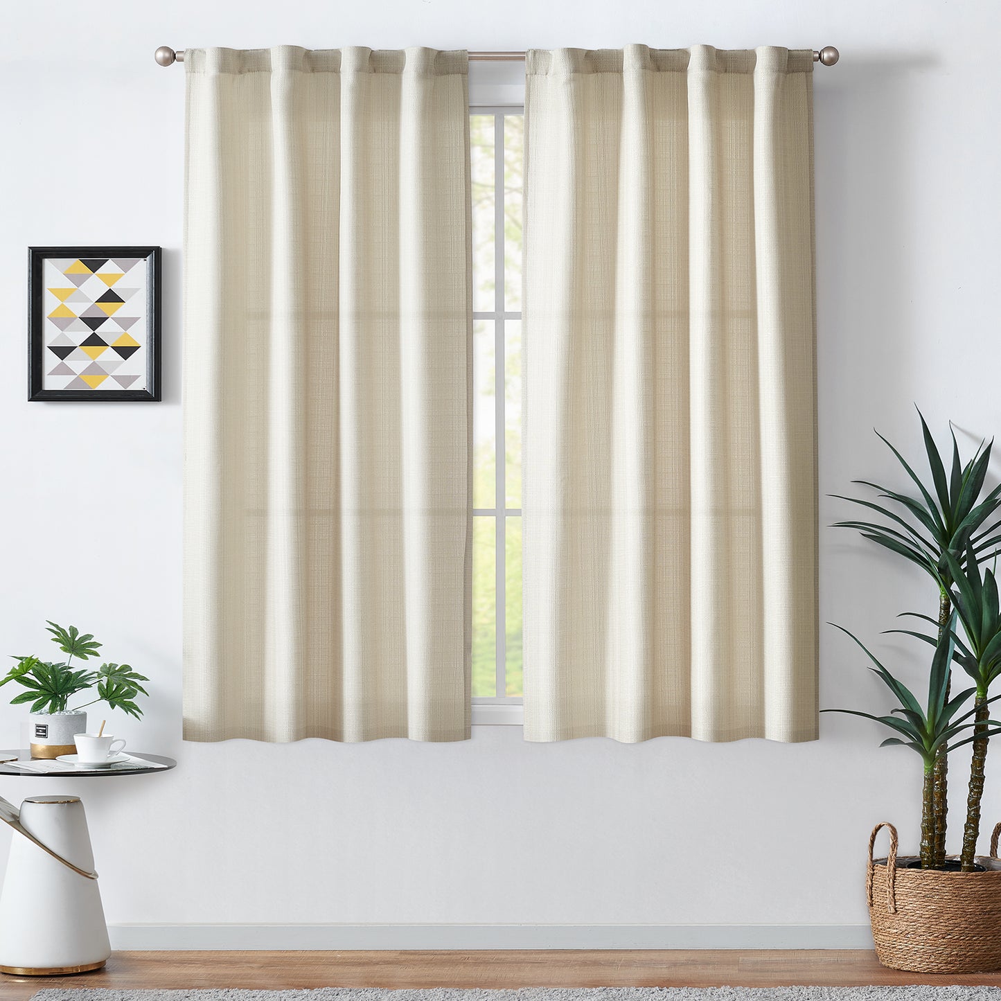 Curtainking Linen Textured Curtains Bedroom Living Room Window Curtain Set Light Filtering Drapes Grommet Top 2 Panels