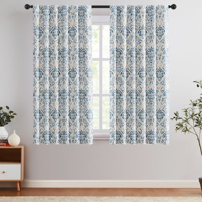 Curtainking 100% Blackout Curtains Floral Thermal Insulated Drapes for Bedroom Living Room, Farmhouse Vintage Window Treatments Set, Rod Pocket 2 Panels