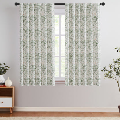 Curtainking 100% Blackout Curtains Floral Thermal Insulated Drapes for Bedroom Living Room, Farmhouse Vintage Window Treatments Set, Rod Pocket 2 Panels