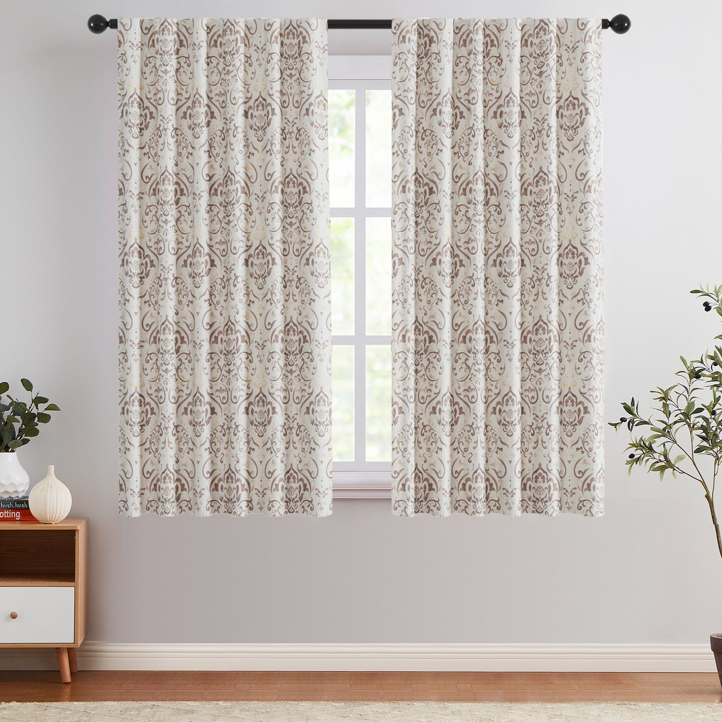 Curtainking 100% Blackout Curtains Floral Thermal Insulated Drapes for Bedroom Living Room, Farmhouse Vintage Window Treatments Set, Rod Pocket 2 Panels