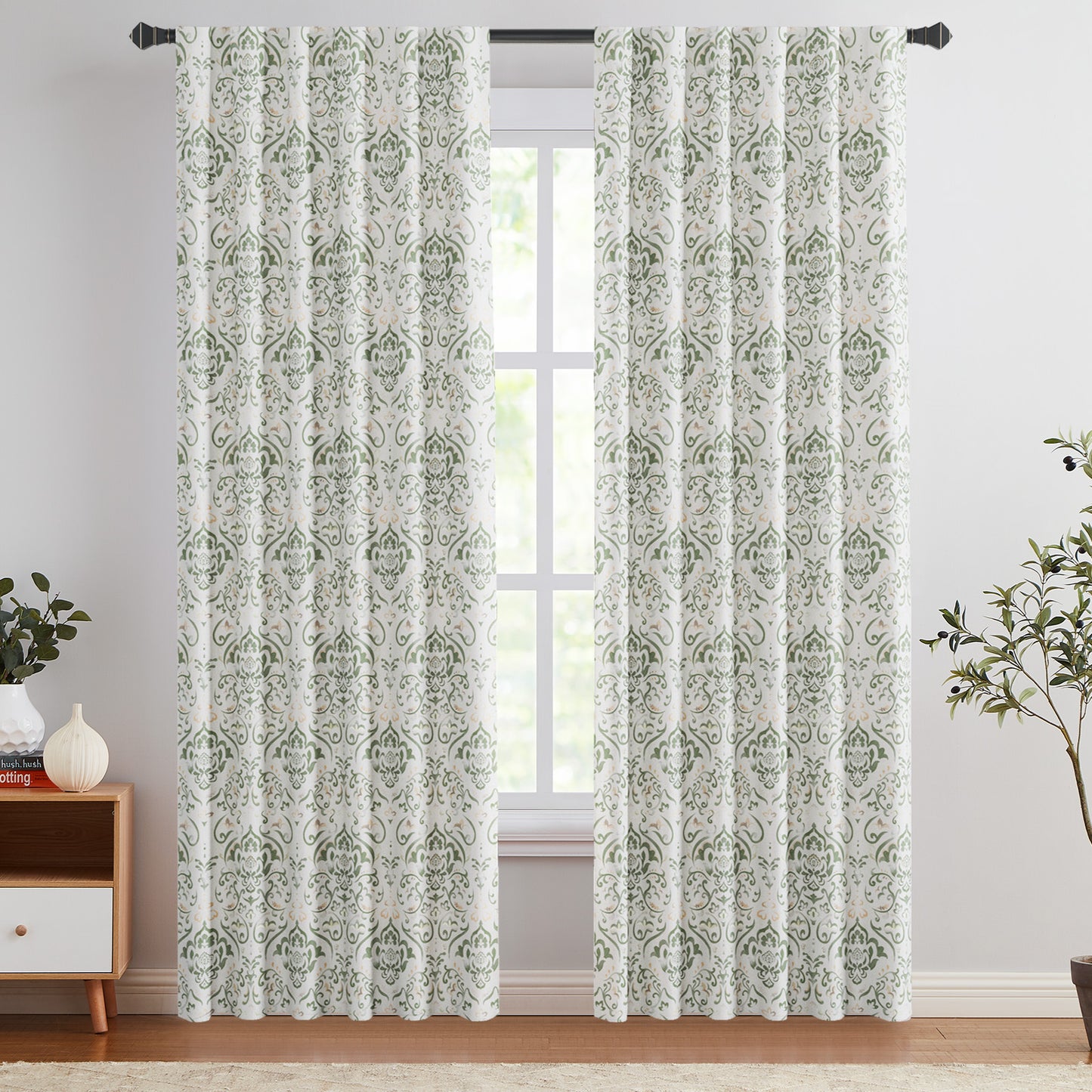 Curtainking 100% Blackout Curtains Floral Thermal Insulated Drapes for Bedroom Living Room, Farmhouse Vintage Window Treatments Set, Rod Pocket 2 Panels
