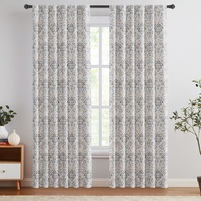 Curtainking 100% Blackout Curtains Floral Thermal Insulated Drapes for Bedroom Living Room, Farmhouse Vintage Window Treatments Set, Rod Pocket 2 Panels