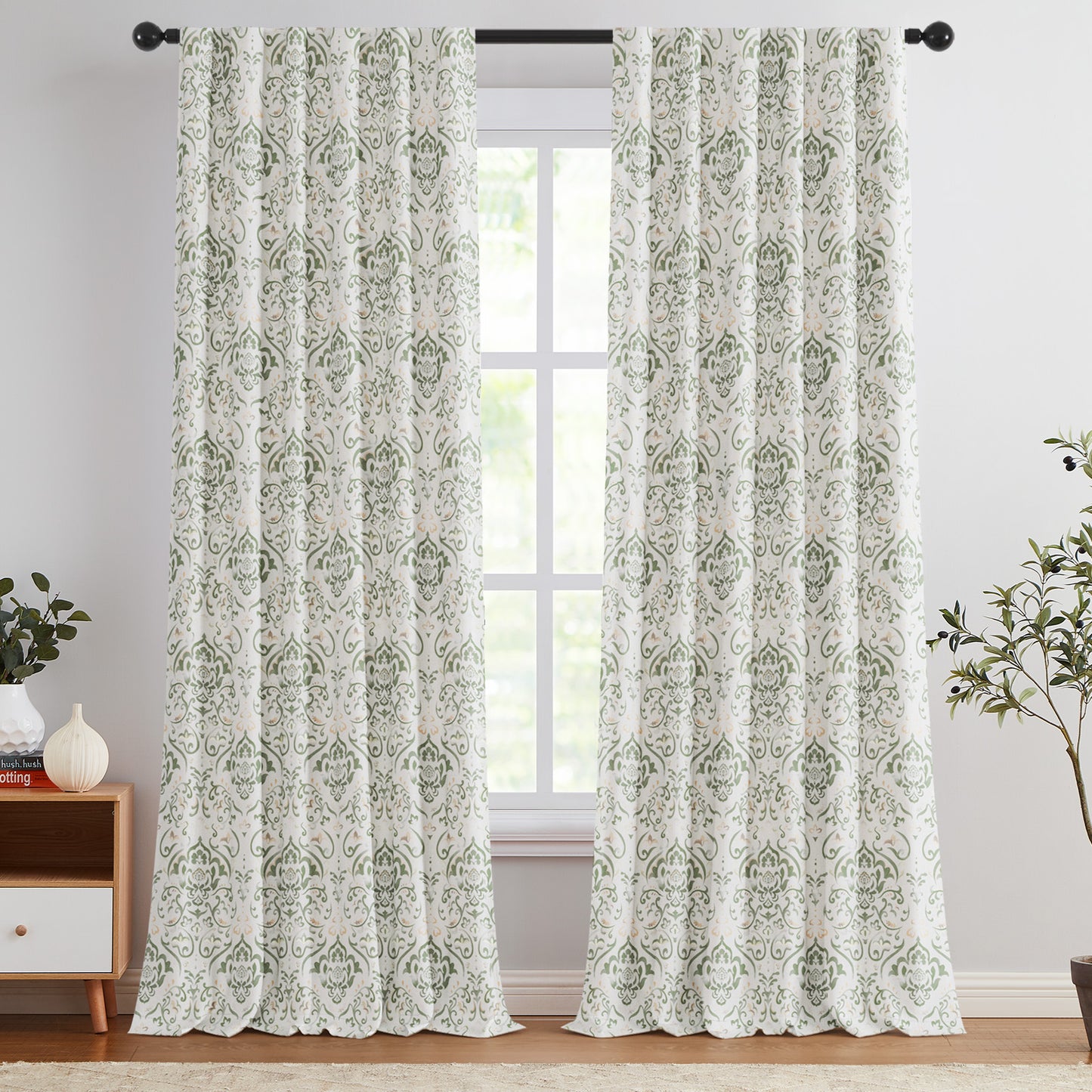 Curtainking 100% Blackout Curtains Floral Thermal Insulated Drapes for Bedroom Living Room, Farmhouse Vintage Window Treatments Set, Rod Pocket 2 Panels