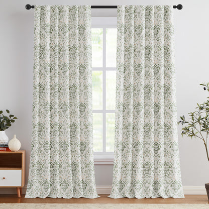 Curtainking 100% Blackout Curtains Floral Thermal Insulated Drapes for Bedroom Living Room, Farmhouse Vintage Window Treatments Set, Rod Pocket 2 Panels
