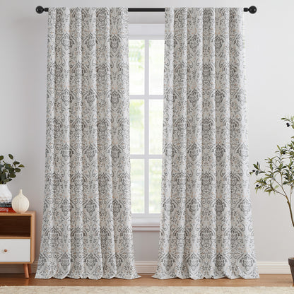 Curtainking 100% Blackout Curtains Floral Thermal Insulated Drapes for Bedroom Living Room, Farmhouse Vintage Window Treatments Set, Rod Pocket 2 Panels