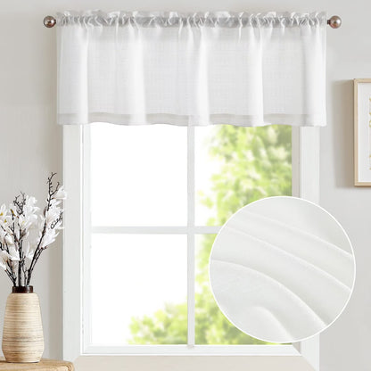 Curtainking Rod Pocket Valance Semi Sheer Window Valance for Bathroom 1 Panel