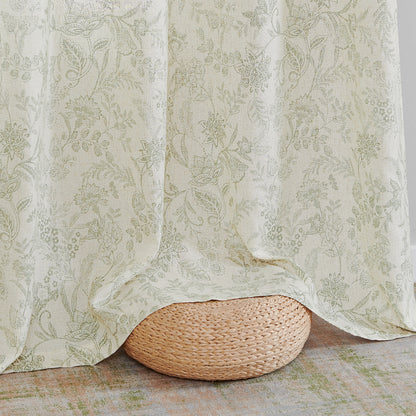 Curtainking Floral Curtains Linen Farmhouse Curtains for Living Room Country Curtains Grommet Top Semi Sheer Curtains Light Filtering 2 Panels