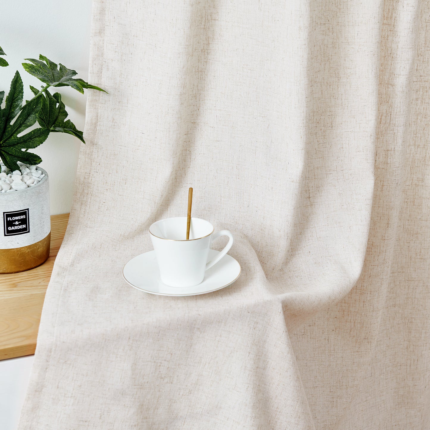 Curtainking Back Tab Curtains Light Filtering Curtains Living Room Bedroom Drapes Rod Pocket Linen Farmhouse Curtains Pack of 2