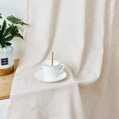 Curtainking Back Tab Curtains Light Filtering Curtains Living Room Bedroom Drapes Rod Pocket Linen Farmhouse Curtains Pack of 2