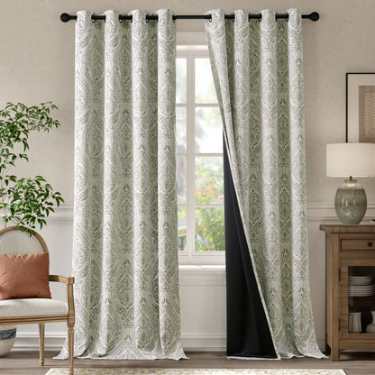Curtainking Blackout Curtains Damask Thermal Insulated Drapes for Bedroom Living Room Window Treatments Set for All Season Grommet 2 Panels