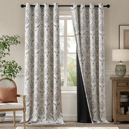 Curtainking Blackout Curtains Damask Thermal Insulated Drapes for Bedroom Living Room Window Treatments Set for All Season Grommet 2 Panels