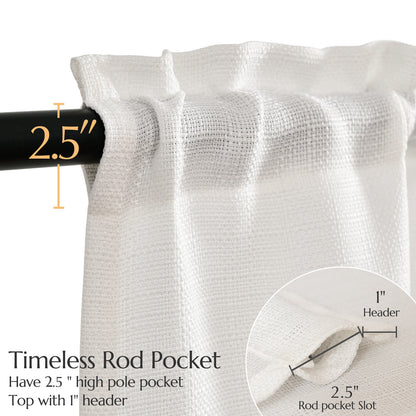 CURTAINKING Kitchen Curtains Linen Textured Cafe Curtains for Bathroom Farmhouse Light Filtering Tier Curtains Rod Pocket 2 Panels