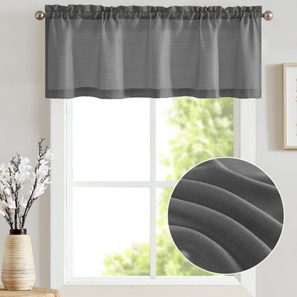 Curtainking Rod Pocket Valance Semi Sheer Window Valance for Bathroom 1 Panel