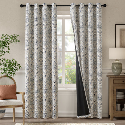 Curtainking Blackout Curtains Damask Thermal Insulated Drapes for Bedroom Living Room Window Treatments Set for All Season Grommet 2 Panels