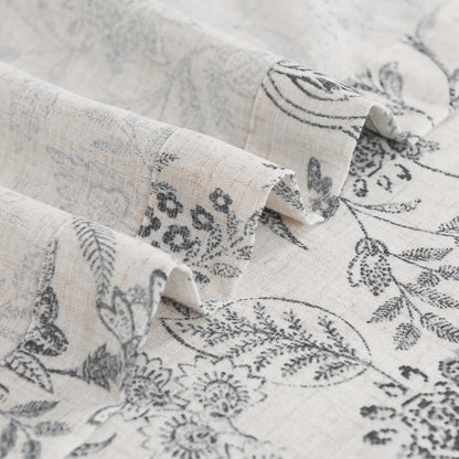 Curtainking Floral Curtains Linen Farmhouse Curtains for Living Room Country Curtains Grommet Top Semi Sheer Curtains Light Filtering 2 Panels