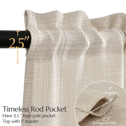 CURTAINKING Kitchen Curtains Linen Textured Cafe Curtains for Bathroom Farmhouse Light Filtering Tier Curtains Rod Pocket 2 Panels