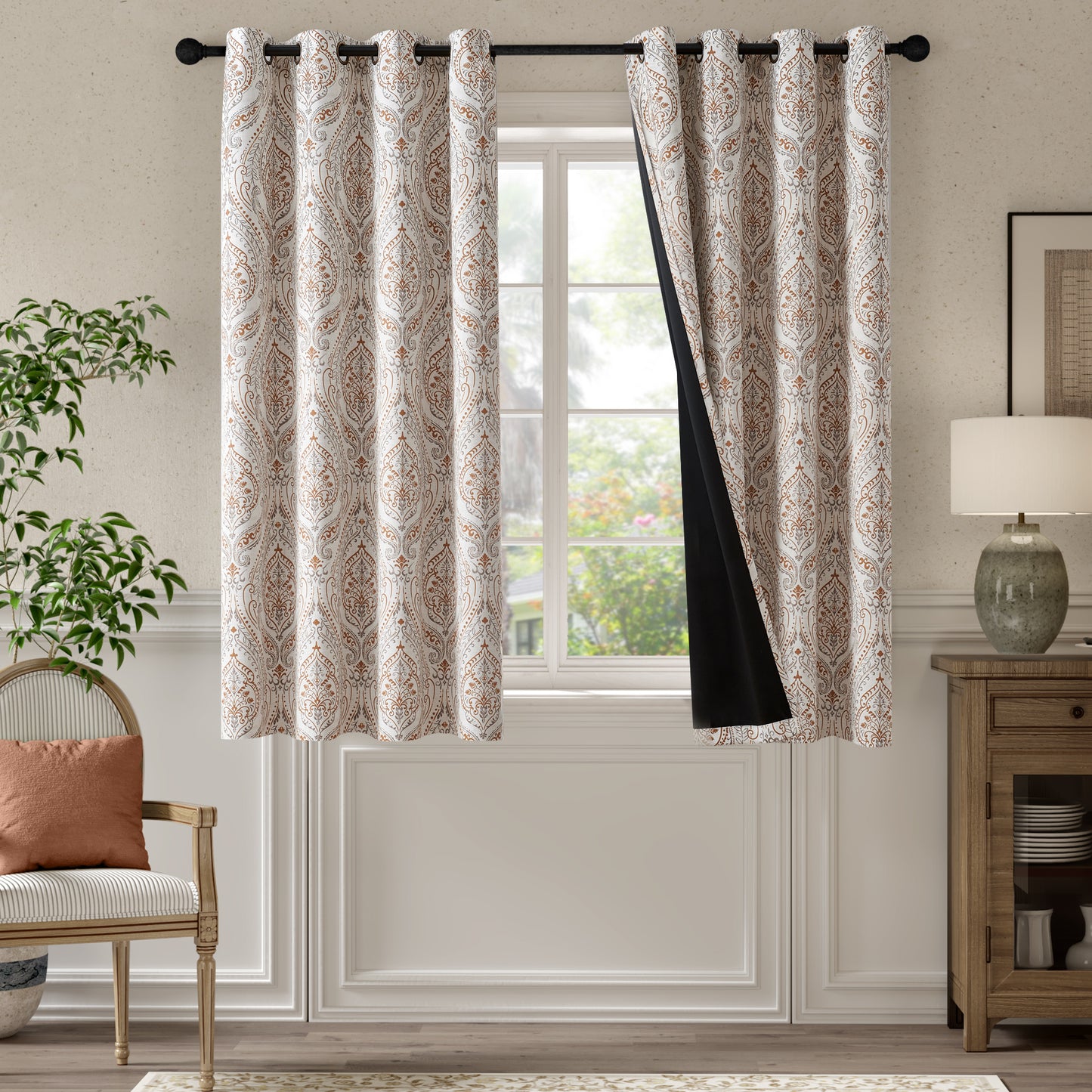 Curtainking Blackout Curtains Damask Thermal Insulated Drapes for Bedroom Living Room Window Treatments Set for All Season Grommet 2 Panels
