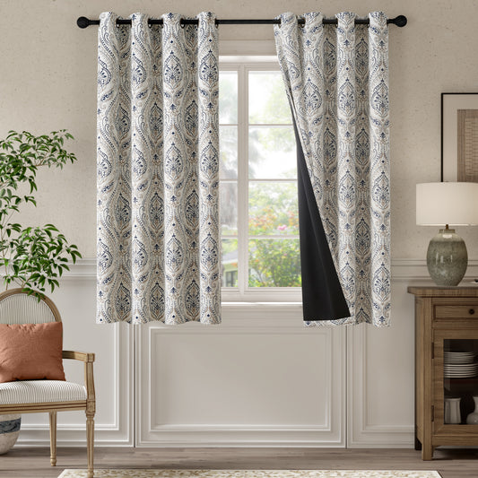 Curtainking Blackout Curtains Damask Thermal Insulated Drapes for Bedroom Living Room Window Treatments Set for All Season Grommet 2 Panels