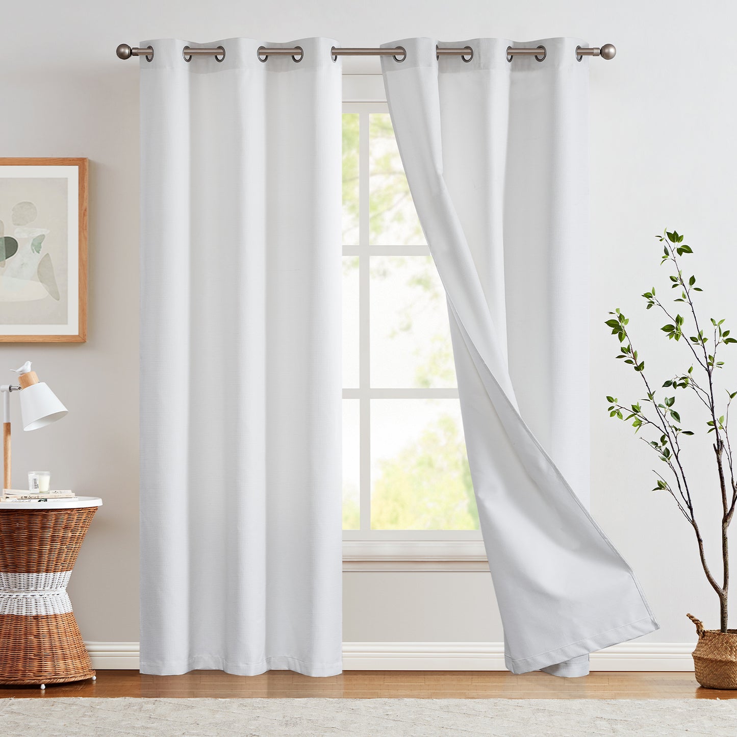 Curtainking Blackout Curtains Linen Textured Drapes for Bedroom Grommet 2 Panels