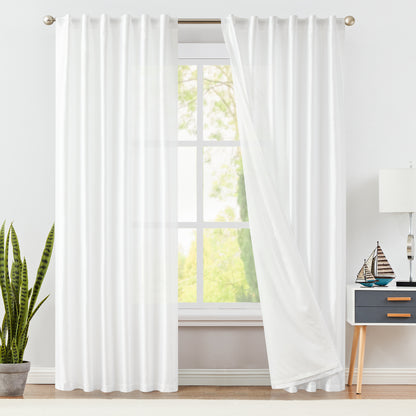 Curtainking Living Room Curtains Faux Silk Dupioni Curtains Light Filtering Curtains Rod Pocket Set 2 Panels